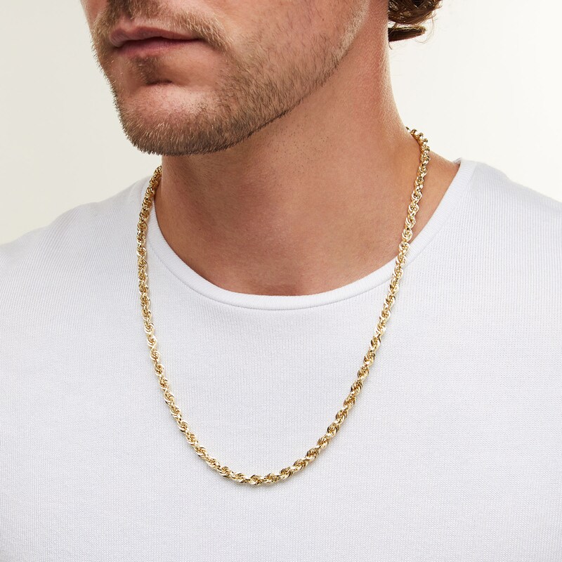 Main Image 2 of 5.3mm Glitter Rope Chain Necklace in Hollow 10K Gold - 24"