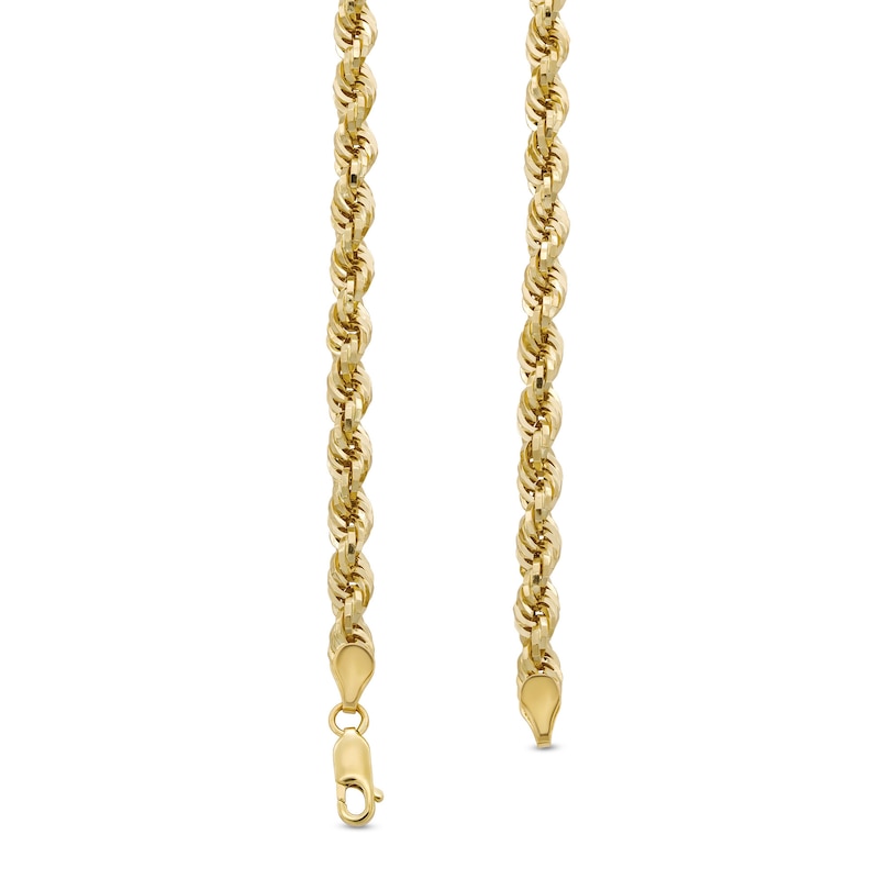 Main Image 3 of 5.3mm Glitter Rope Chain Necklace in Hollow 10K Gold - 24"