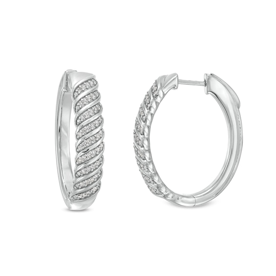 1/4 CT. T.w. Diamond Cascading Wave Hoop Earrings in Sterling Silver
