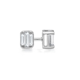 1/5 CT. T.W. Emerald-Shaped Certified Lab-Grown Multi-Diamond Stud Earrings in Sterling Silver (I/SI2)