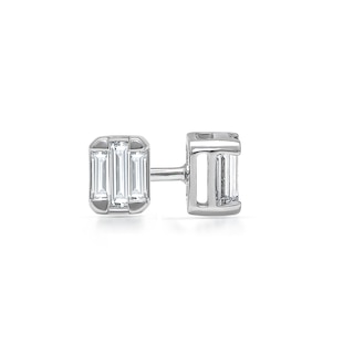 1/5 CT. T.W. Emerald-Shaped Lab-Grown Multi-Diamond Stud Earrings in Sterling Silver (I/SI2)