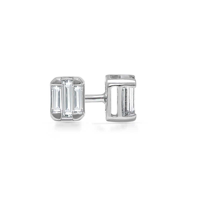 Main Image 1 of 1/5 CT. T.W. Emerald-Shaped Certified Lab-Grown Multi-Diamond Stud Earrings in Sterling Silver (I/SI2)