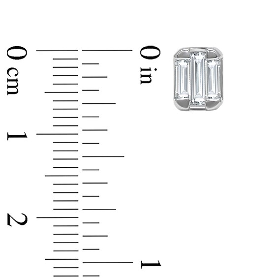 1/5 CT. T.w. Emerald-Shaped Certified Lab-Grown Multi-Diamond Stud Earrings in Sterling Silver (I/Si2)