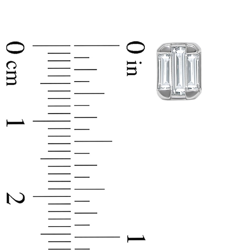 Main Image 2 of 1/5 CT. T.W. Emerald-Shaped Certified Lab-Grown Multi-Diamond Stud Earrings in Sterling Silver (I/SI2)
