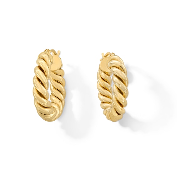 10.0mm Twist Hoop Earrings in Hollow 10K Gold