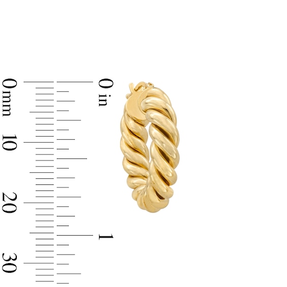 10.0mm Twist Hoop Earrings in Hollow 10K Gold