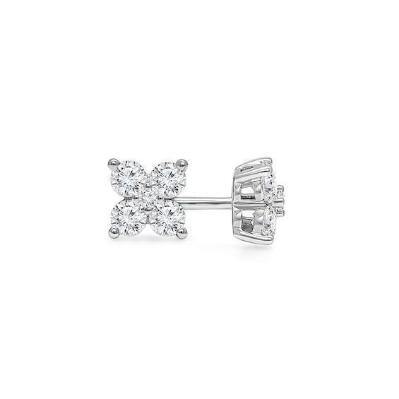 1/2 CT. T.w. Certified Lab-Grown Diamond Five Stone Flower Stud Earrings in 10K White Gold (F/Si2)