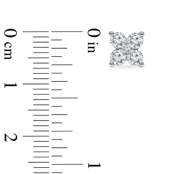 1/2 CT. T.w. Certified Lab-Grown Diamond Five Stone Flower Stud Earrings in 10K White Gold (F/Si2)