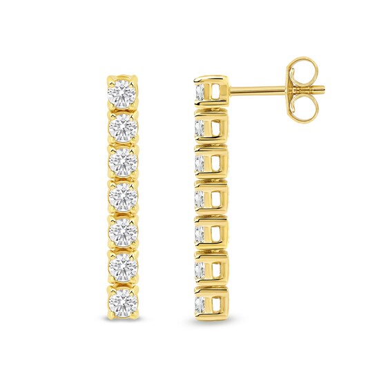 5/8 CT. T.w. Certified Lab-Grown Diamond Linear Drop Earrings in Sterling Silver with 14K Gold Plate (F/Si2)