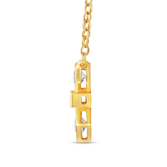 1/4 CT. T.w. Multi-Shaped Certified Lab-Grown Diamond Linear Three Stone Necklace in 10K Gold (F/Si2)