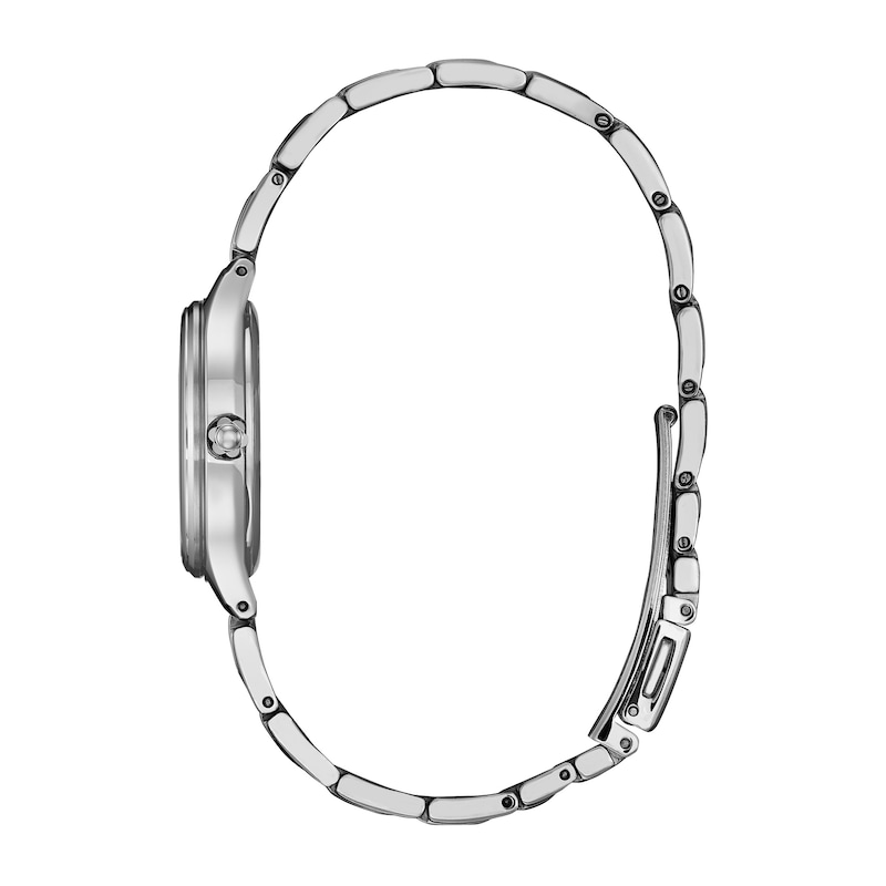 Main Image 2 of Ladies' Citizen Eco-Drive® Mickey Mouse and Minnie Mouse Tango Crystal Accent Watch with Grey Dial (Model: FE2101-58W)