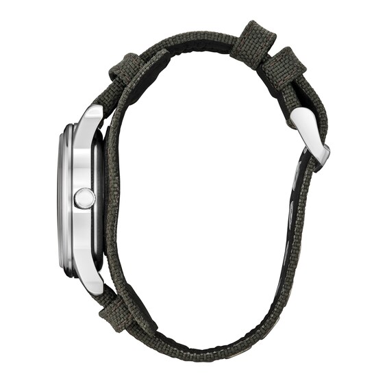 Men's Citizen Eco-DriveÂ® Â©Marvel Captain America Forever Grey Nylon Cuff Band Watch with Black Dial (Model: Bv1140-00W)