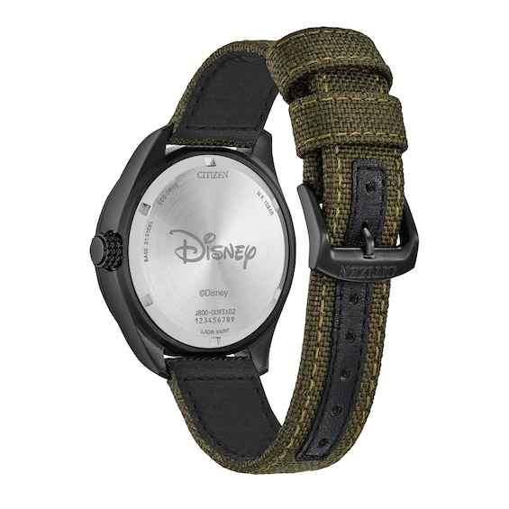 Men's Citizen Eco-DriveÂ® Mickey Mouse Alpine Climber Green Strap Watch and Pin Box Set (Model: Aw0148-47W)