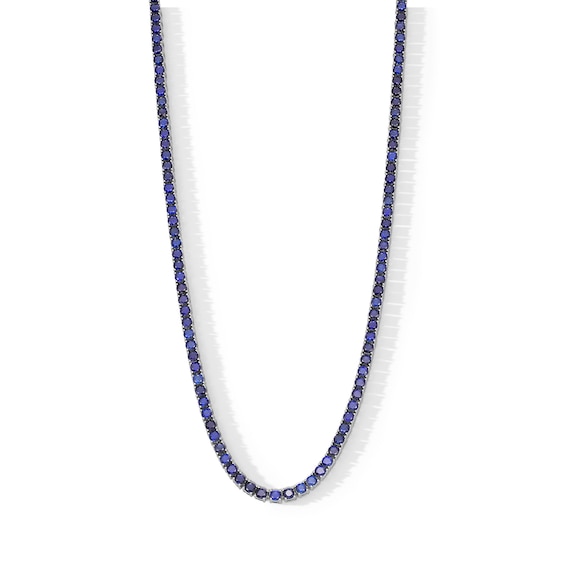 Blue Lab-Created Sapphire Tennis Necklace in Sterling Silver
