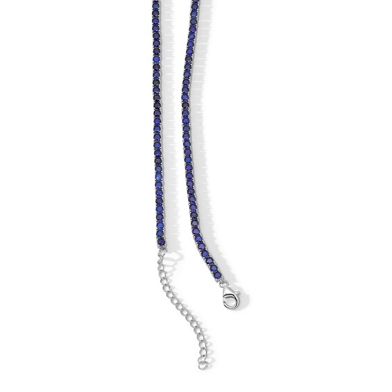 Blue Lab-Created Sapphire Tennis Necklace in Sterling Silver