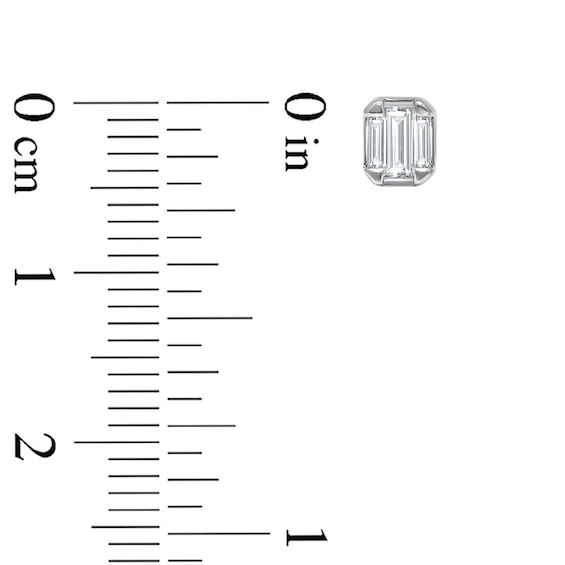 1/10 CT. T.w. Emerald-Shaped Certified Lab-Grown Multi-Diamond Stud Earrings in Sterling Silver (I/Si2)