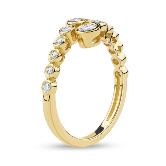 1/2 CT. T.w. Certified Lab-Grown Diamond Bezel-Set Graduated Bypass Ring in 10K Gold (F/Si2)