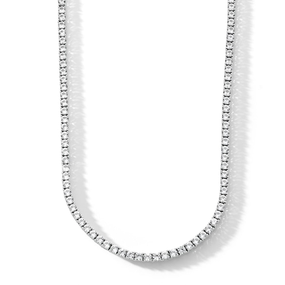 White Lab-Created Sapphire Tennis Necklace in Sterling Silver