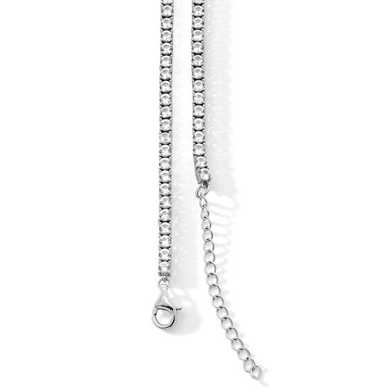 White Lab-Created Sapphire Tennis Necklace in Sterling Silver