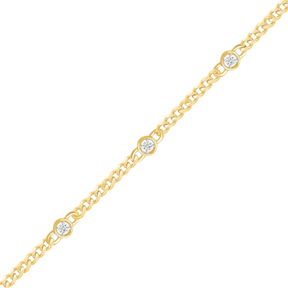 1/6 CT. T.w. Certified Lab-Grown Diamond Station Bracelet in Sterling Silver with 14K Gold Plate (F/Si2) - 7.5"