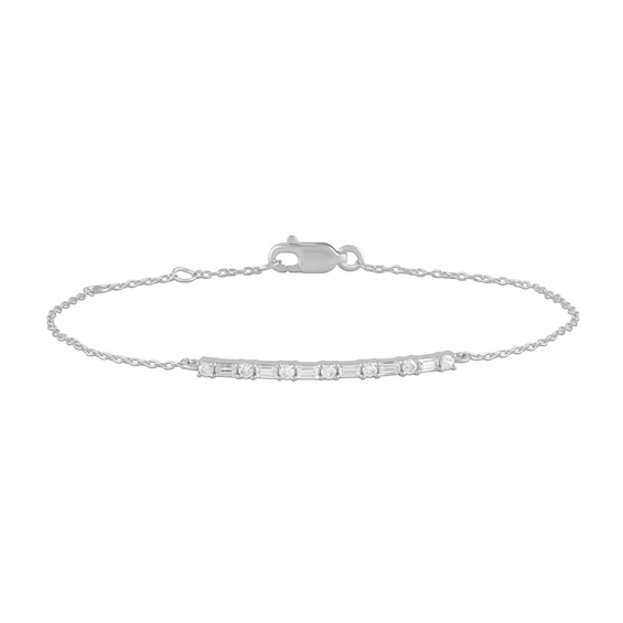 1/3 CT. T.w. Baguette and Round Certified Lab-Grown Diamond Alternating Chain Bracelet in 10K White Gold (F/Si2)
