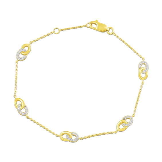 1/4 CT. T.w. Certified Lab-Grown Diamond and Polished Interlocking Circles Station Bracelet in 10K Gold (F/Si2)