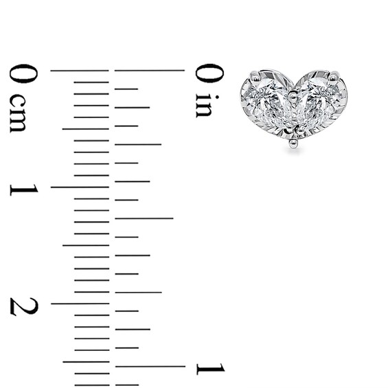 1/2 CT. T.w. Pear-Shaped Certified Lab-Grown Diamond Toi et Moi Heart Stud Earrings in 10K White Gold (F/Si2)