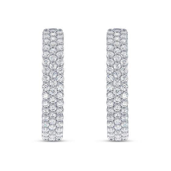 3 CT. T.w. Certified Lab-Grown Diamond Triple Row Hoop Earrings in 10K White Gold (I/Si2)