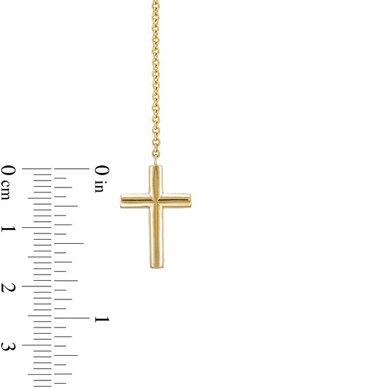 6.0-6.5mm Freshwater Cultured Pearl Station Cross "Y" Necklace in 14K Gold