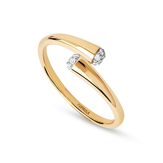 PDPAOLAâ¢ at Zales 1/10 CT. T.W. Lab-Grown Multi-Diamond Bypass Ring 18K Gold