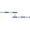 Thumbnail Image 3 of Blue and White Lab-Created Sapphire with Black Diamond Accent Alternating Trios Line Bracelet in Sterling Silver