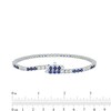 Thumbnail Image 4 of Blue and White Lab-Created Sapphire with Black Diamond Accent Alternating Trios Line Bracelet in Sterling Silver
