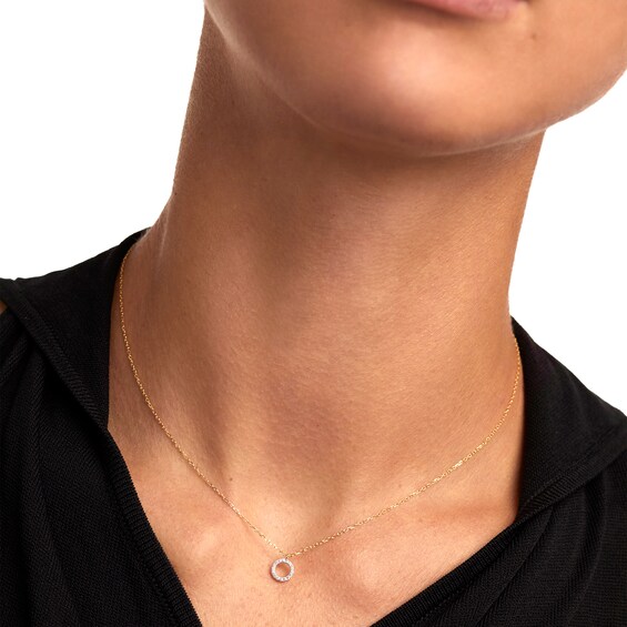PDPAOLAâ¢ at Zales 1/20 CT. T.W. Lab-Grown Diamond Circle Necklace in 18K Gold - 19.5"