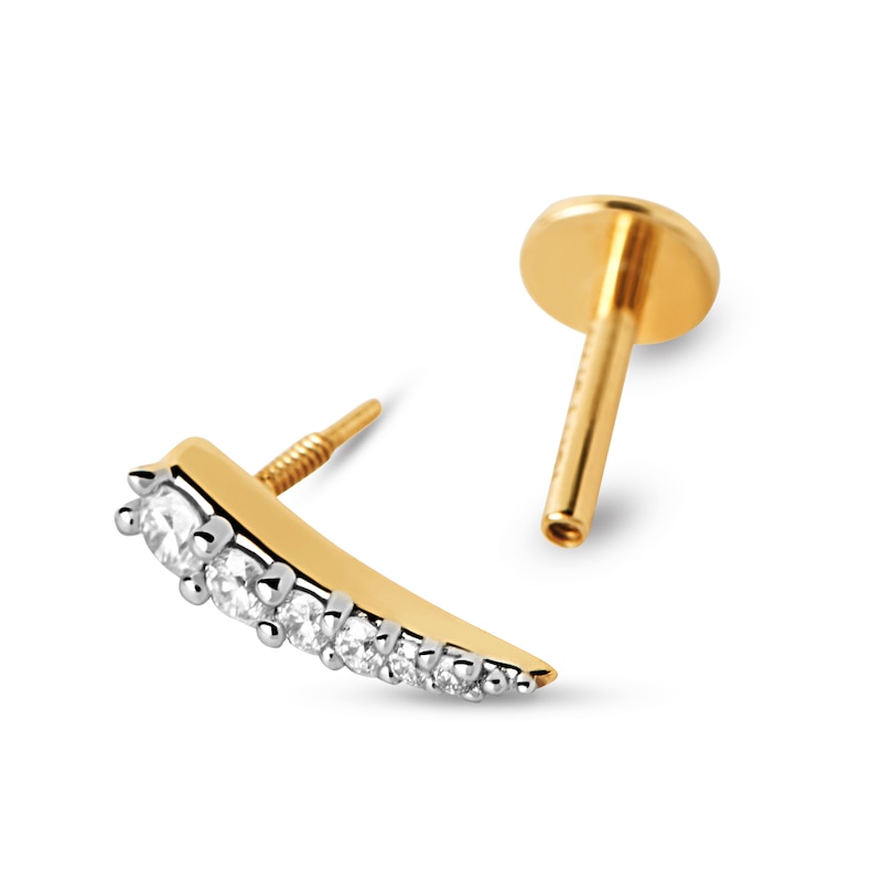 Main Image 2 of PDPAOLA™ at Zales 1/15 CT. T.W. Lab-Grown Diamond Pointed Curve Single Stud Earring in 18K Gold