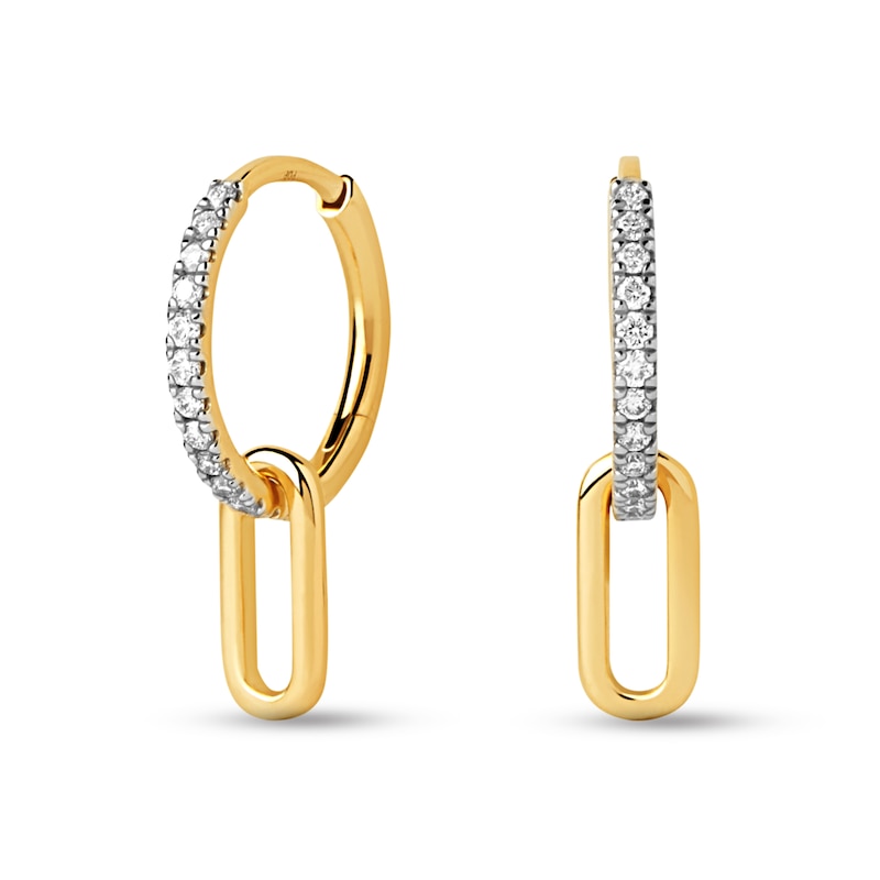 Main Image 1 of PDPAOLA™ at Zales 1/6 CT. T.W. Lab-Grown Diamond Capsule Dangle Hoop Earrings in 18K Gold
