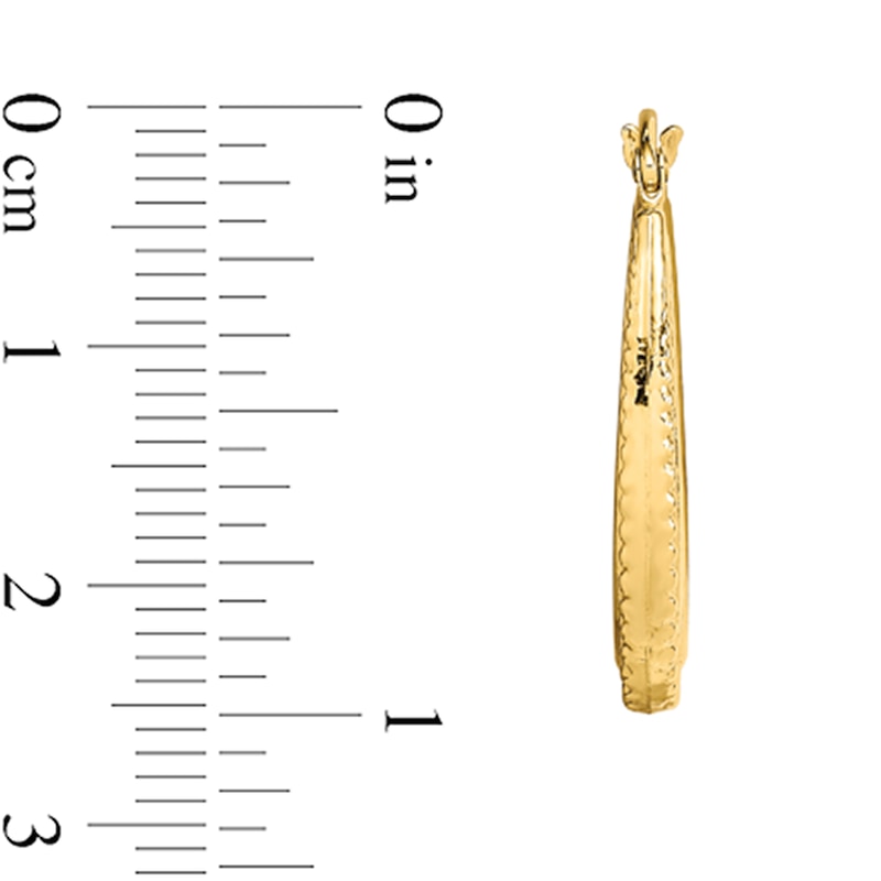 Main Image 2 of 25.0mm Textured Oval Hoop Earrings in Hollow 10K Gold