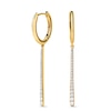 Thumbnail Image 1 of PDPAOLA™ at Zales Cubic Zirconia Graduated Linear Dangle Mini Hoop Earrings in Sterling Silver with 18K Gold Plate