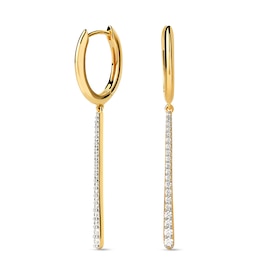 PDPAOLA™ at Zales Cubic Zirconia Graduated Linear Dangle Mini Hoop Earrings in Sterling Silver with 18K Gold Plate