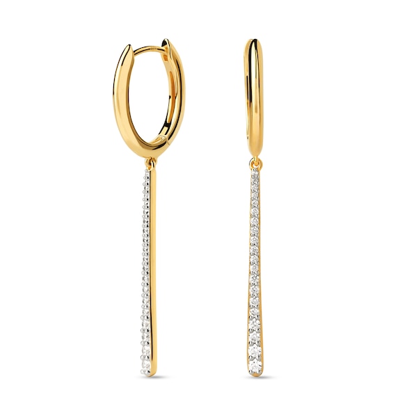 PDPAOLAâ¢ at Zales Cubic Zirconia Graduated Linear Dangle Mini Hoop Earrings in Sterling Silver with 18K Gold Plate