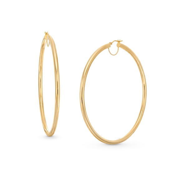 60.0mm Tube Hoop Earrings in Hollow 14K Gold