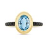 Thumbnail Image 2 of Zales x Christian Siriano™ Oval Aquamarine and Black Diamond Ring in Sterling Silver with 14K Gold Plate