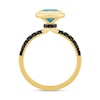 Thumbnail Image 4 of Zales x Christian Siriano™ Oval Aquamarine and Black Diamond Ring in Sterling Silver with 14K Gold Plate