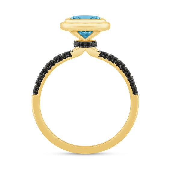 Zales x Christian Sirianoâ¢ Oval Aquamarine and Black Diamond Ring Sterling Silver with 14K Gold Plate