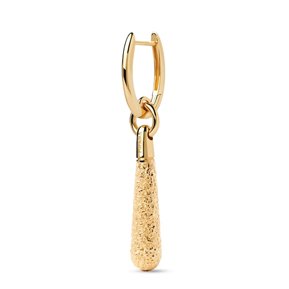 PDPAOLA⢠at Zales ICONS Textured Medium Teardrop Dangle Single Hoop Earring in Sterling Silver with 18K Gold Plate
