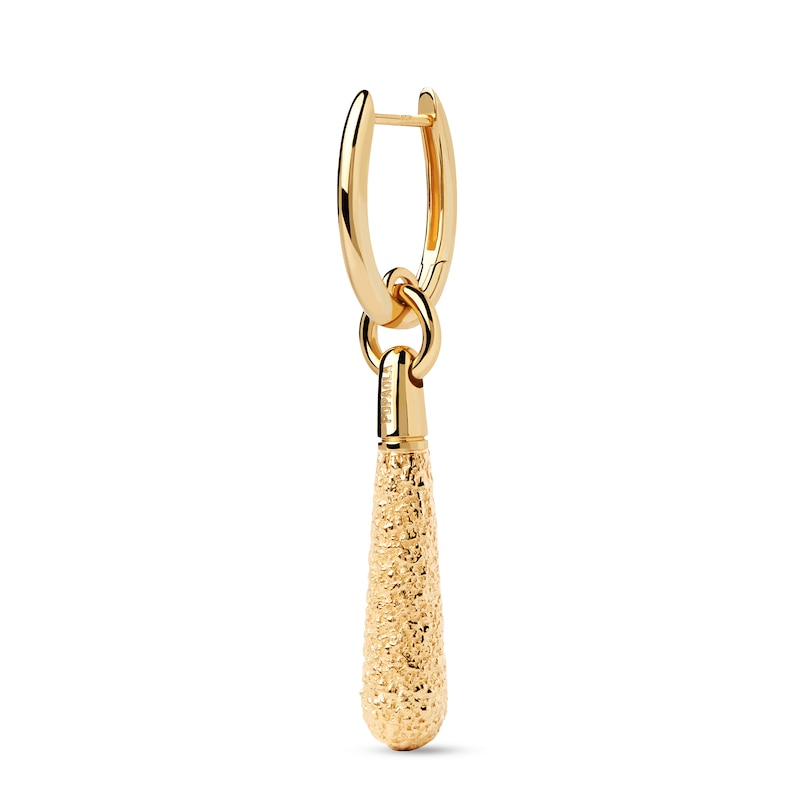 Main Image 1 of PDPAOLA™ at Zales ICONS Textured Medium Teardrop Dangle Single Hoop Earring in Sterling Silver with 18K Gold Plate