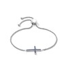 Thumbnail Image 1 of Blue Lab-Created Sapphire Sideways Cross Bolo Bracelet in Sterling Silver - 9.0"