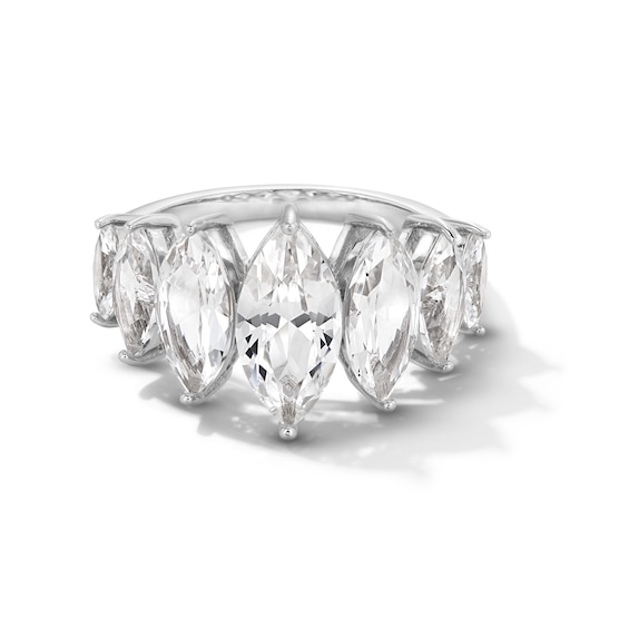 Marquise White Lab-Created Sapphire Graduated Seven Stone Ring in Sterling Silver