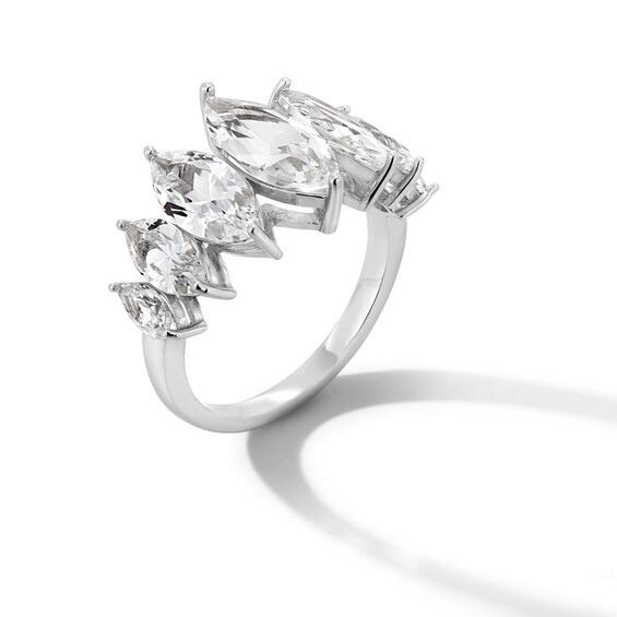 Marquise White Lab-Created Sapphire Graduated Seven Stone Ring in Sterling Silver