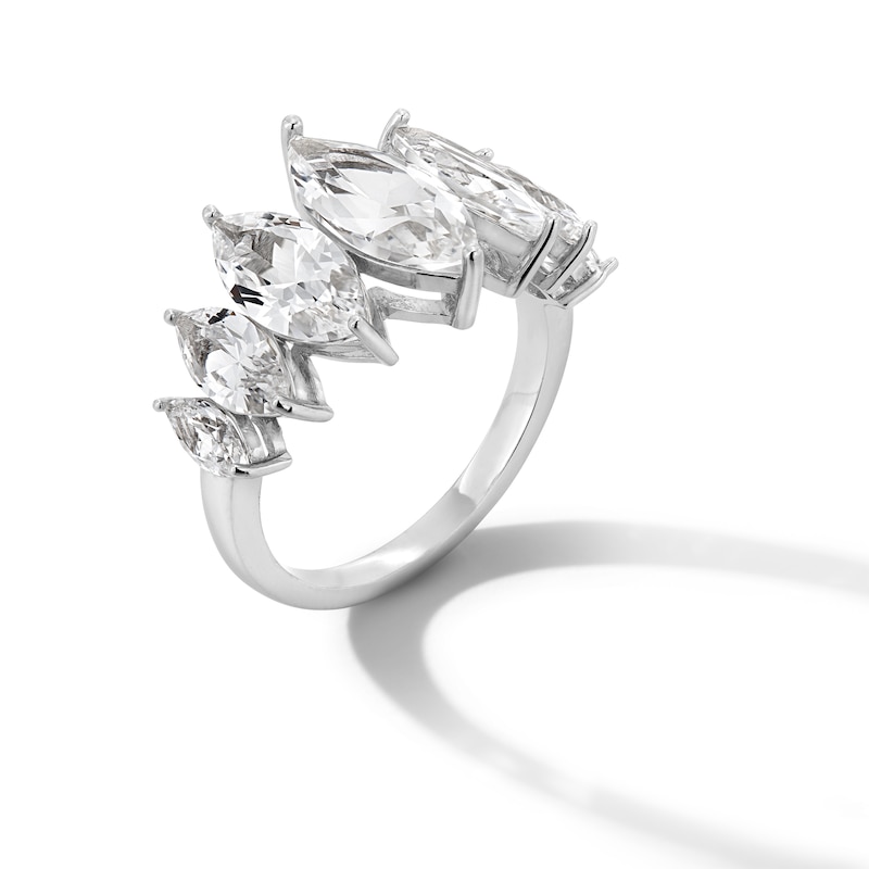 Main Image 3 of Marquise White Lab-Created Sapphire Graduated Seven Stone Ring in Sterling Silver