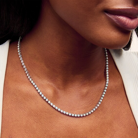 Lab-Created Opal Tennis Necklace in Sterling Silver